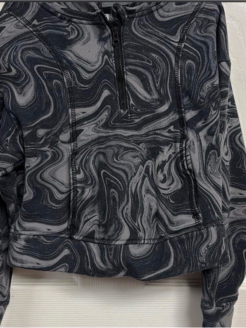 Cat & Jack Black and Gray Swirl Half-Zip Hoodie Sweatshirt